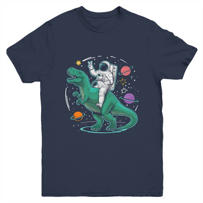 Astronaut On Dinosaur T-Rex Rock Space Rocker Boys Kids Youth Shirt | siriusteestore