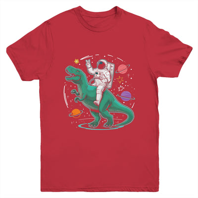Astronaut On Dinosaur T-Rex Rock Space Rocker Boys Kids Youth Shirt | siriusteestore