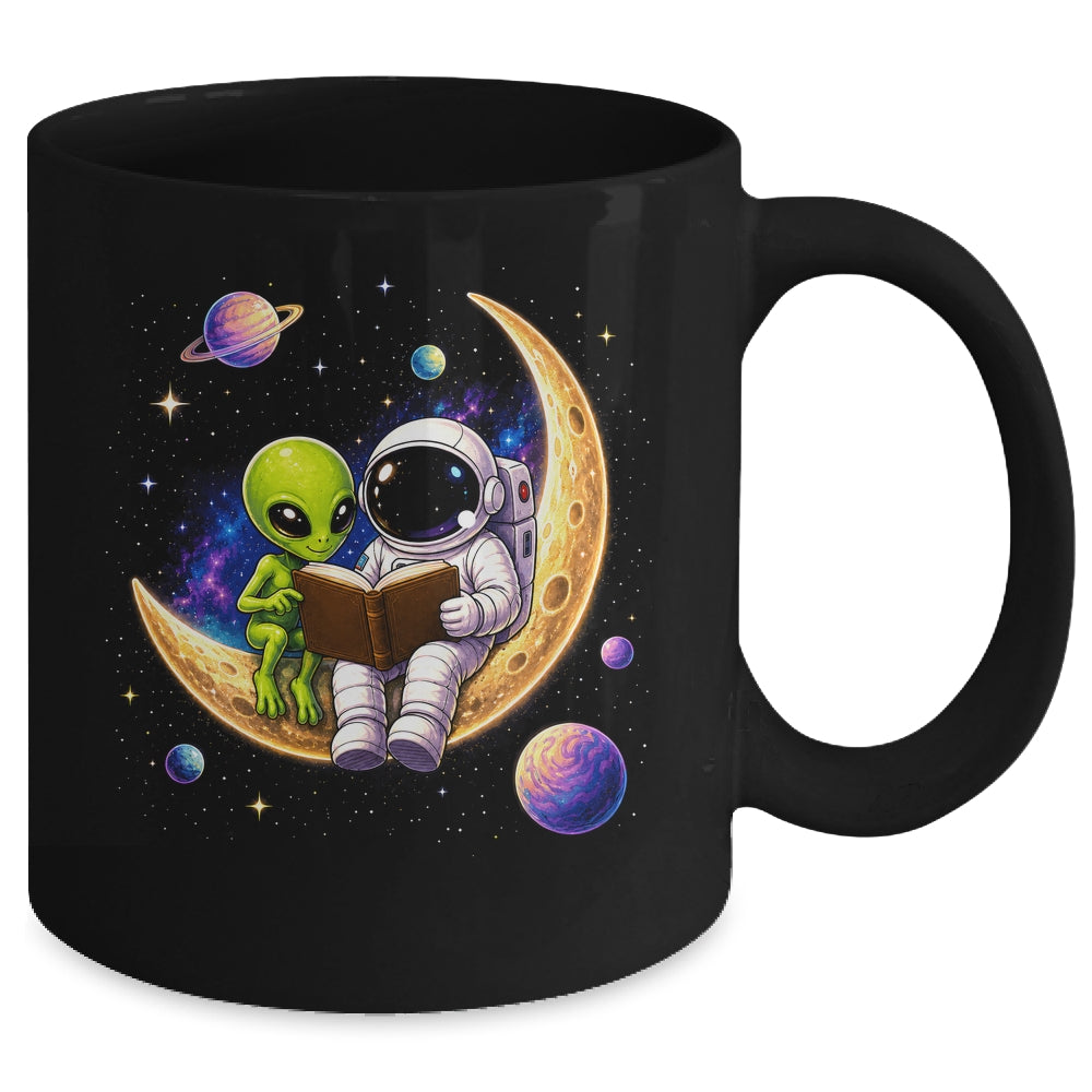 Astronaut Reading Book To Alien Moon Space Astronomy Galaxy Mug | siriusteestore
