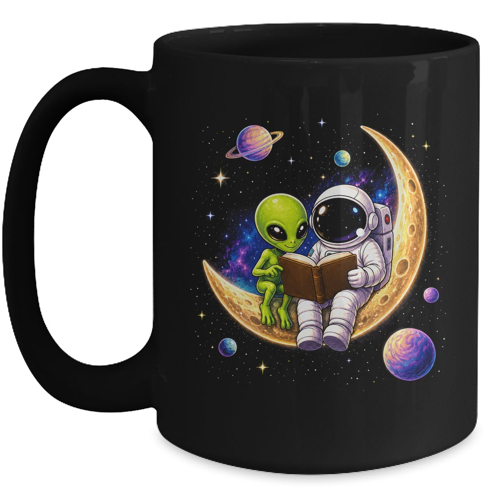 Astronaut Reading Book To Alien Moon Space Astronomy Galaxy Mug | siriusteestore