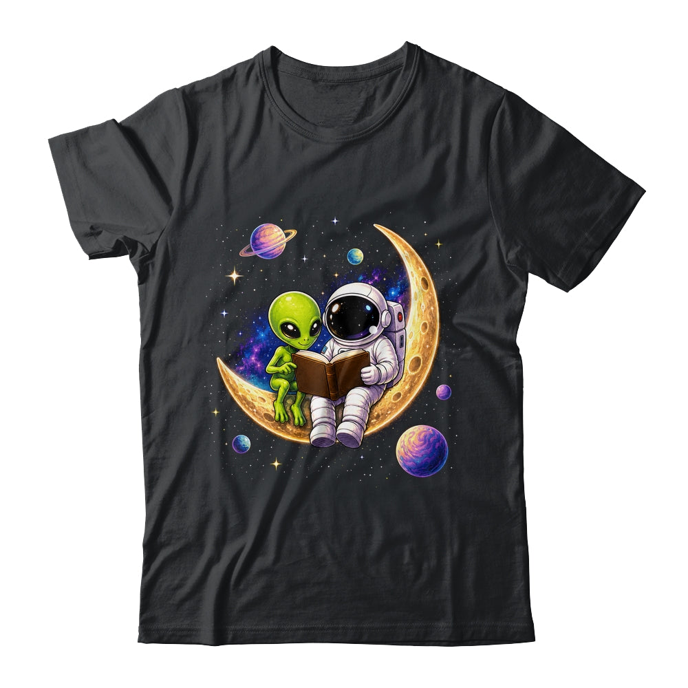 Astronaut Reading Book To Alien Moon Space Astronomy Galaxy Shirt & Hoodie | siriusteestore