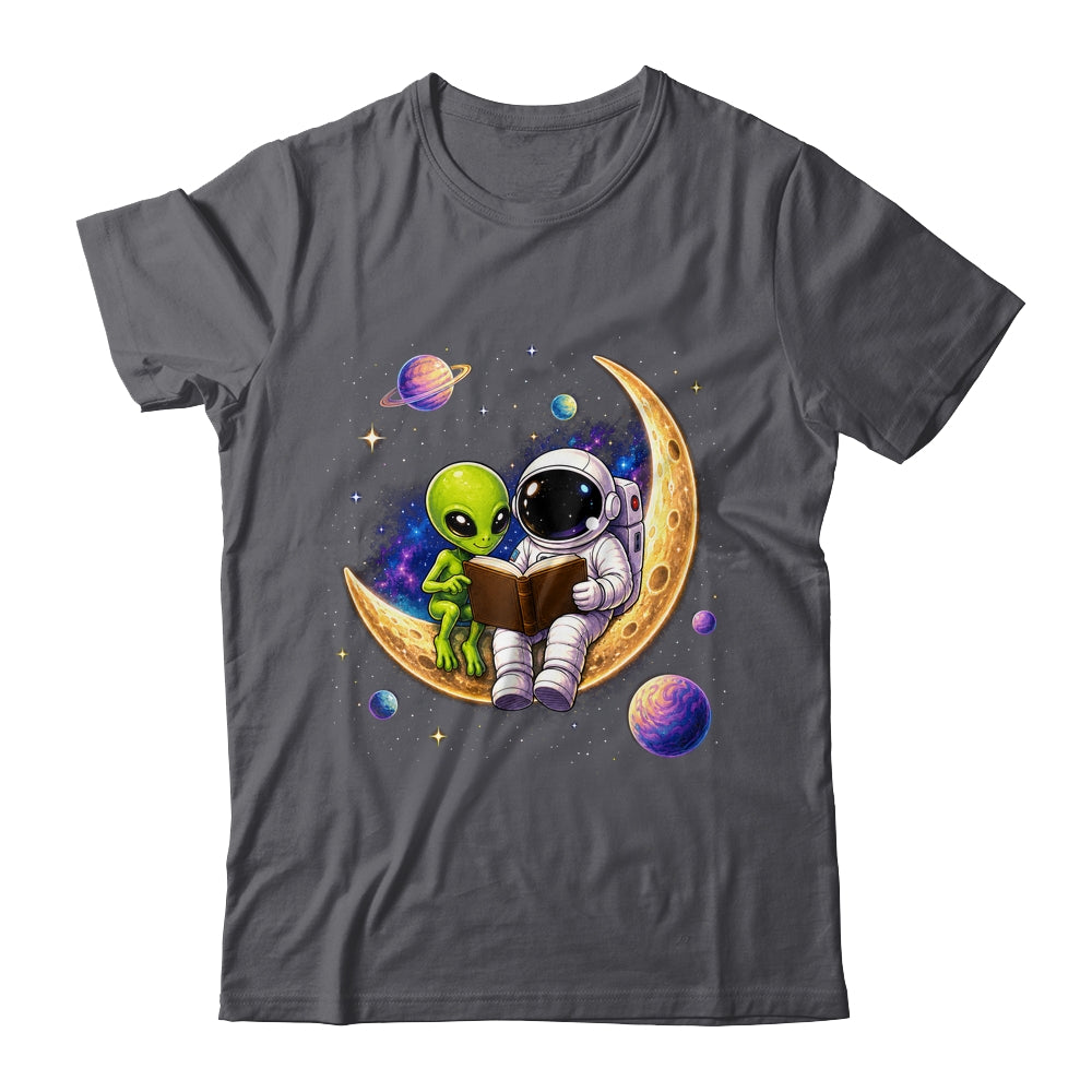 Astronaut Reading Book To Alien Moon Space Astronomy Galaxy Shirt & Hoodie | siriusteestore