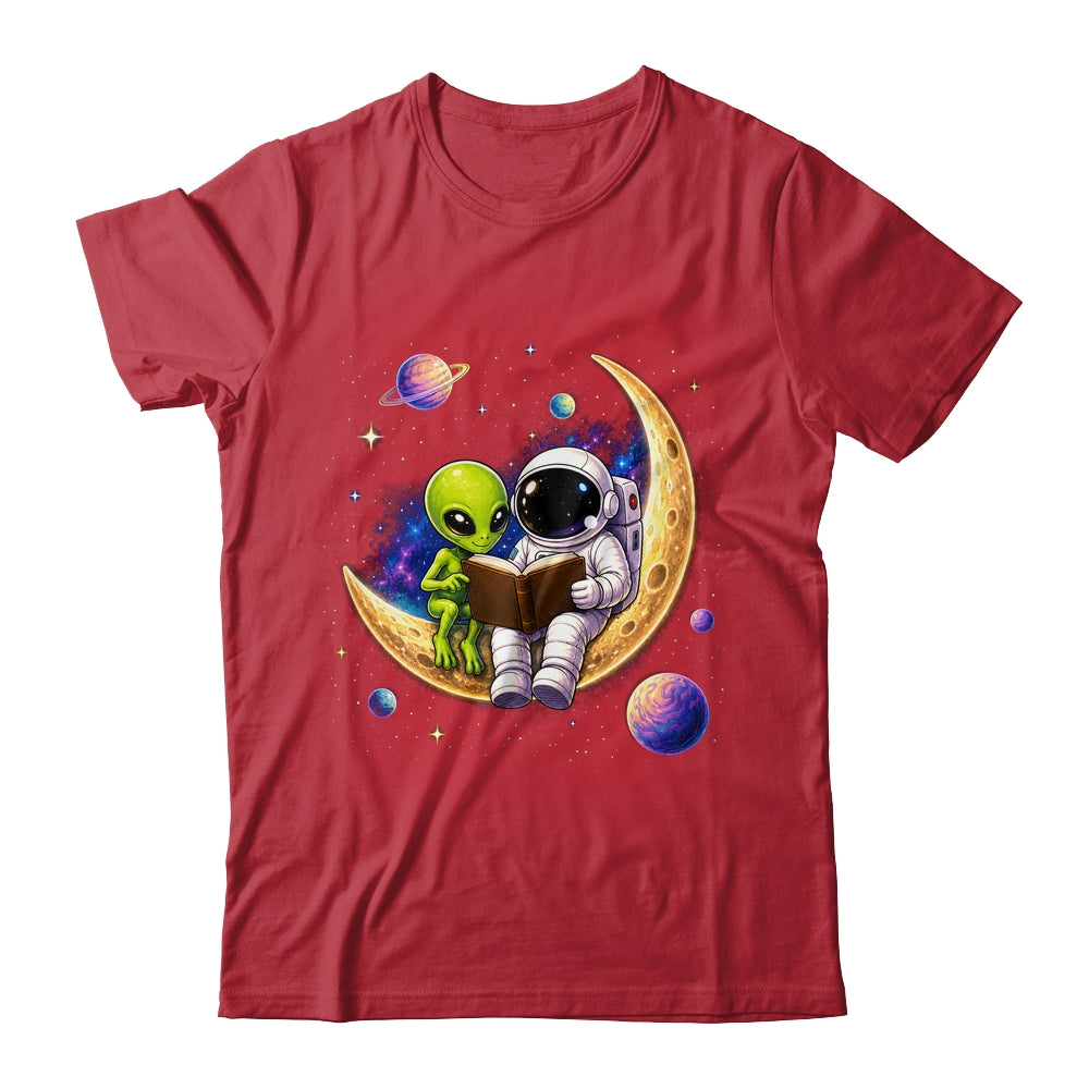 Astronaut Reading Book To Alien Moon Space Astronomy Galaxy Shirt & Hoodie | siriusteestore