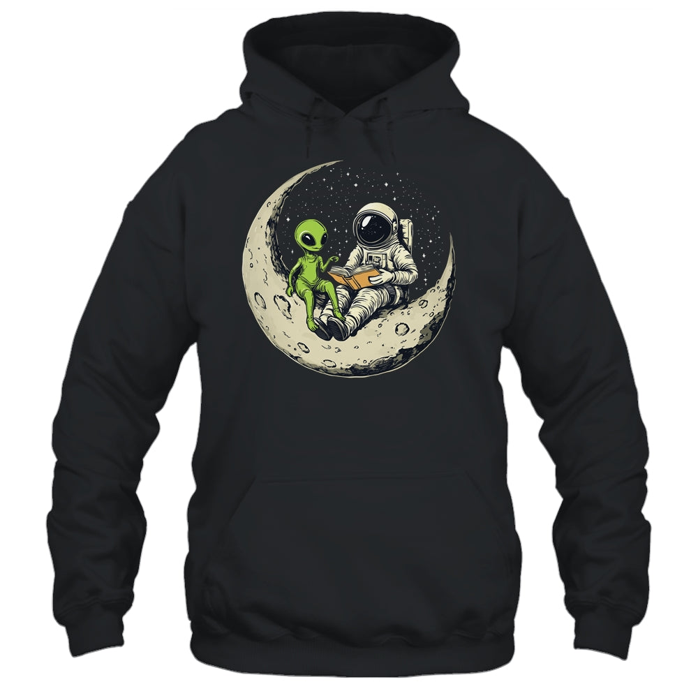 Astronaut Reading Book To Alien Moon Space Women Kids Men Shirt & Hoodie | siriusteestore