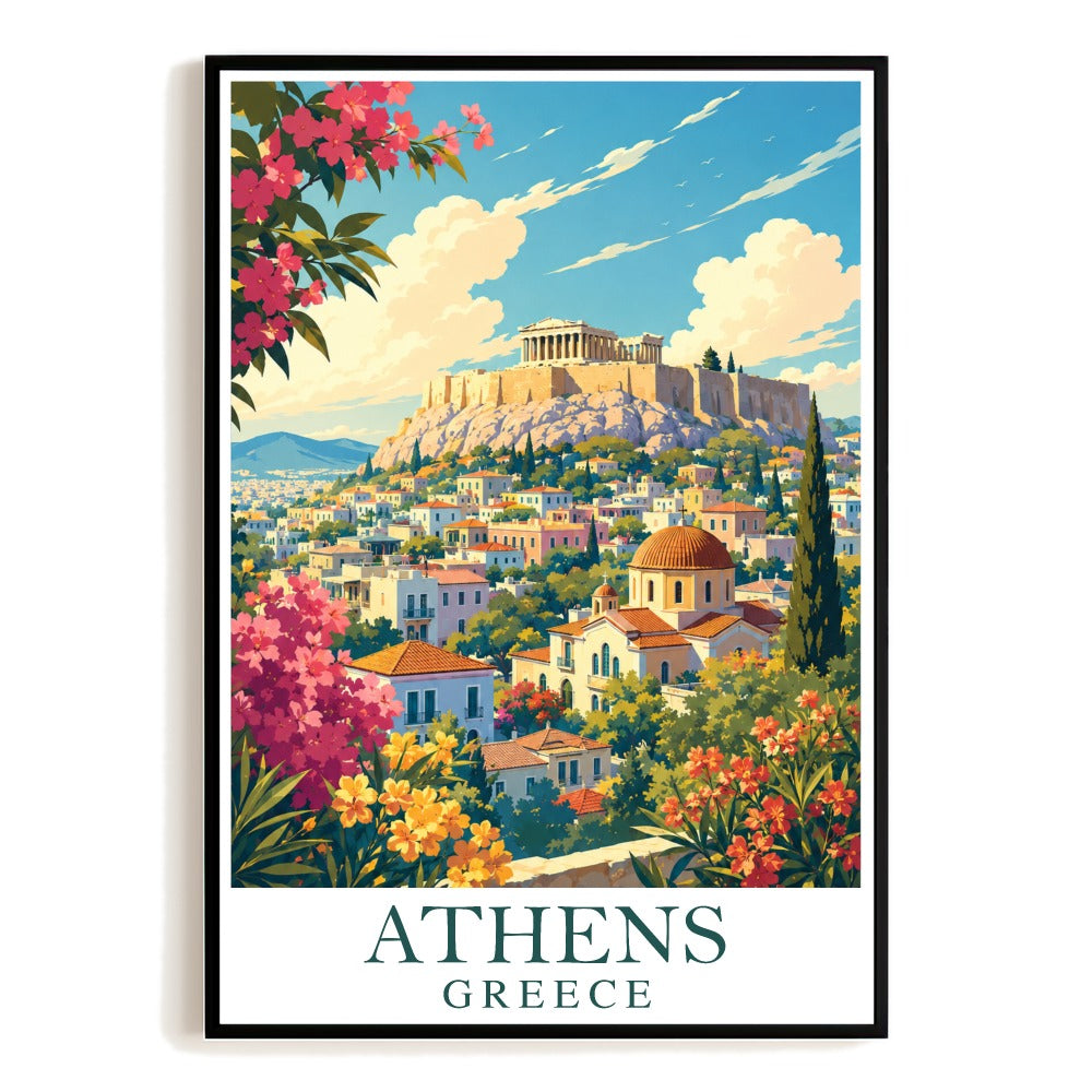 Athens Greece Travel Poster Vintage Acropolis Scenery Europe Greece Landscape Art Painting Print Wall Decor Souvenir For Family Home Living Room Office Bedroom Unframed | siriusteestore