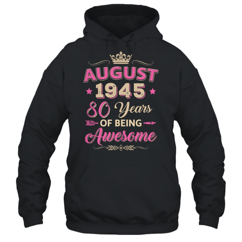 August 1945 80 Years Of Being Awesome Retro 80th Birthday Shirt & Tank Top | siriusteestore
