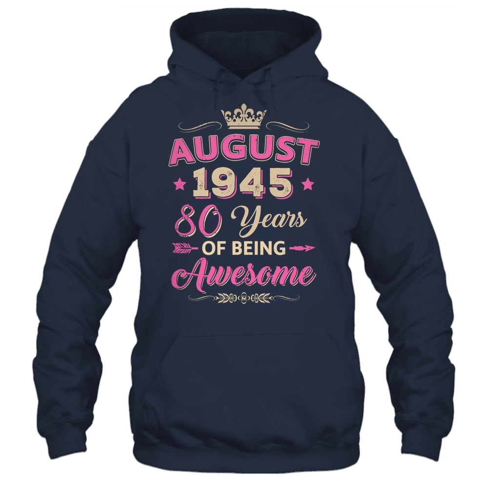 August 1945 80 Years Of Being Awesome Retro 80th Birthday Shirt & Tank Top | siriusteestore
