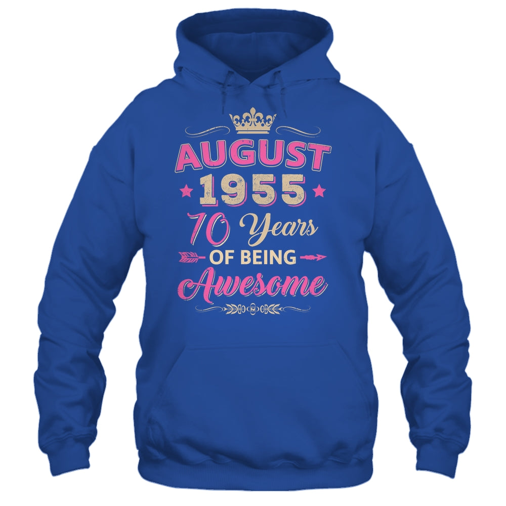 August 1955 70 Years Of Being Awesome Retro 70th Birthday Shirt & Tank Top | siriusteestore
