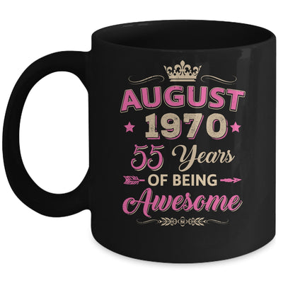 August 1970 55 Years Of Being Awesome Retro 55th Birthday Mug | siriusteestore