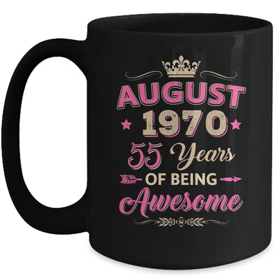 August 1970 55 Years Of Being Awesome Retro 55th Birthday Mug | siriusteestore