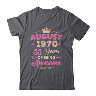 August 1970 55 Years Of Being Awesome Retro 55th Birthday Shirt & Tank Top | siriusteestore