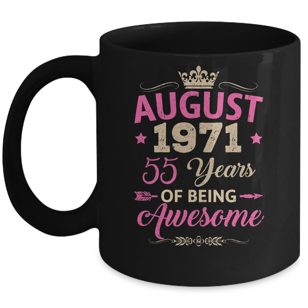 August 1971 55 Years Of Being Awesome Retro 55th Birthday Mug | siriusteestore