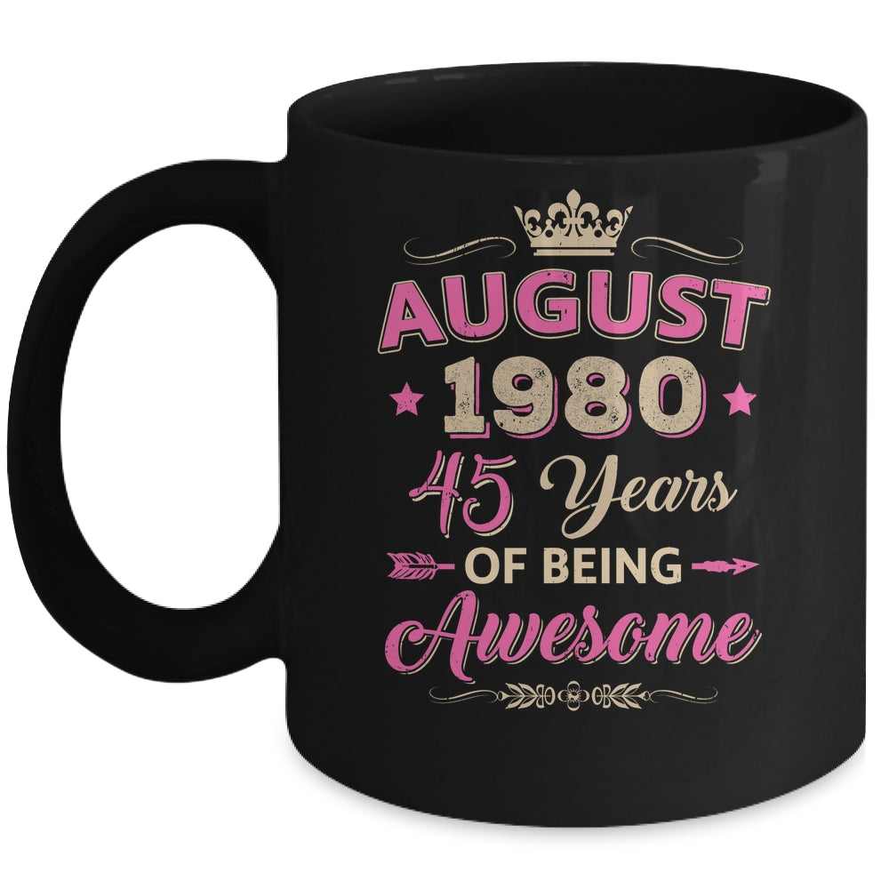 August 1980 45 Years Of Being Awesome Retro 45th Birthday Mug | siriusteestore