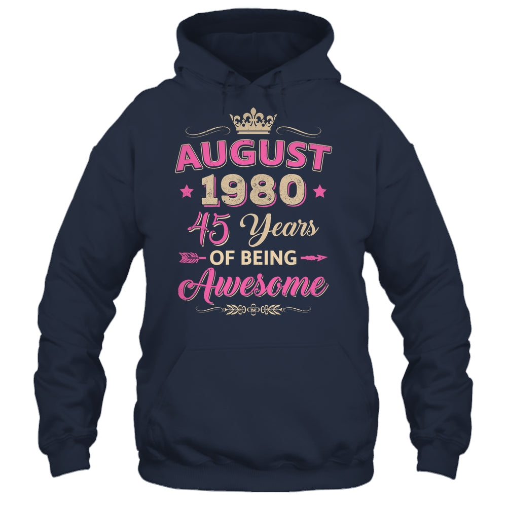August 1980 45 Years Of Being Awesome Retro 45th Birthday Shirt & Tank Top | siriusteestore