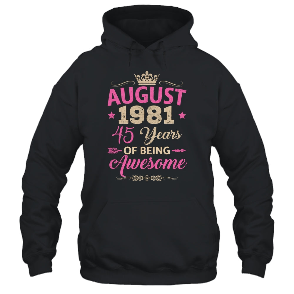 August 1981 45 Years Of Being Awesome Retro 45th Birthday Shirt & Tank Top | siriusteestore