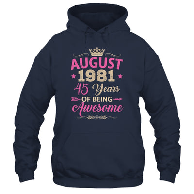 August 1981 45 Years Of Being Awesome Retro 45th Birthday Shirt & Tank Top | siriusteestore