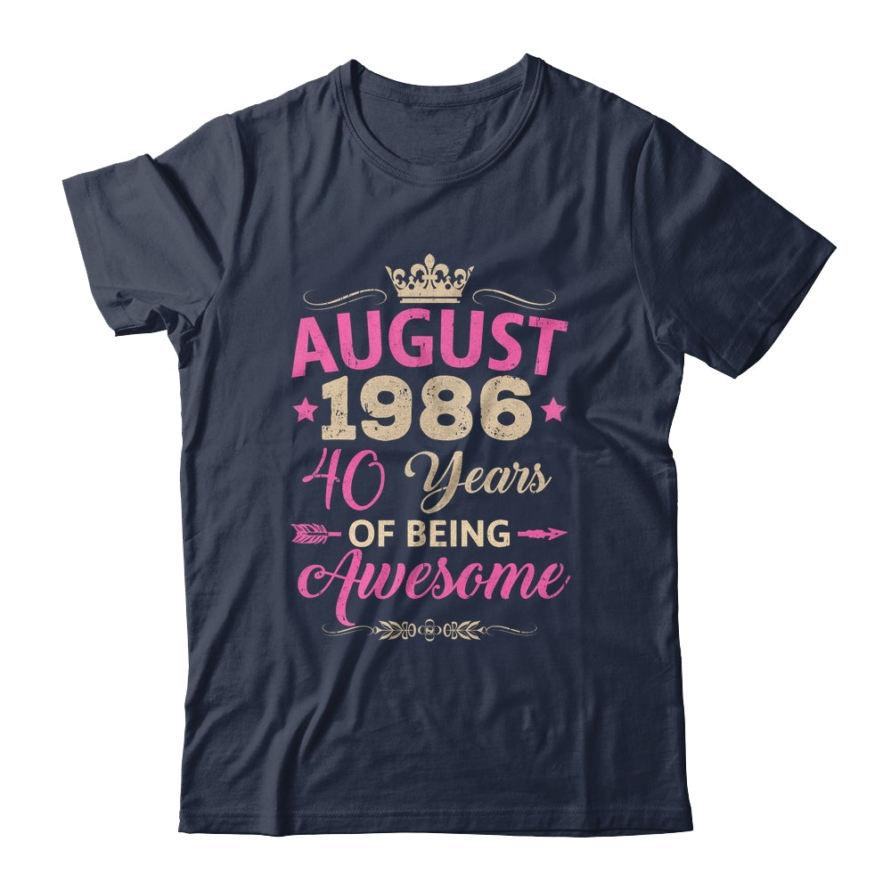August 1986 40 Years Of Being Awesome Retro 40th Birthday Shirt & Tank Top | siriusteestore