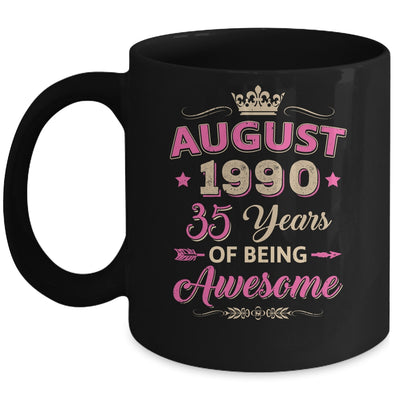 August 1990 35 Years Of Being Awesome Retro 35th Birthday Mug | siriusteestore