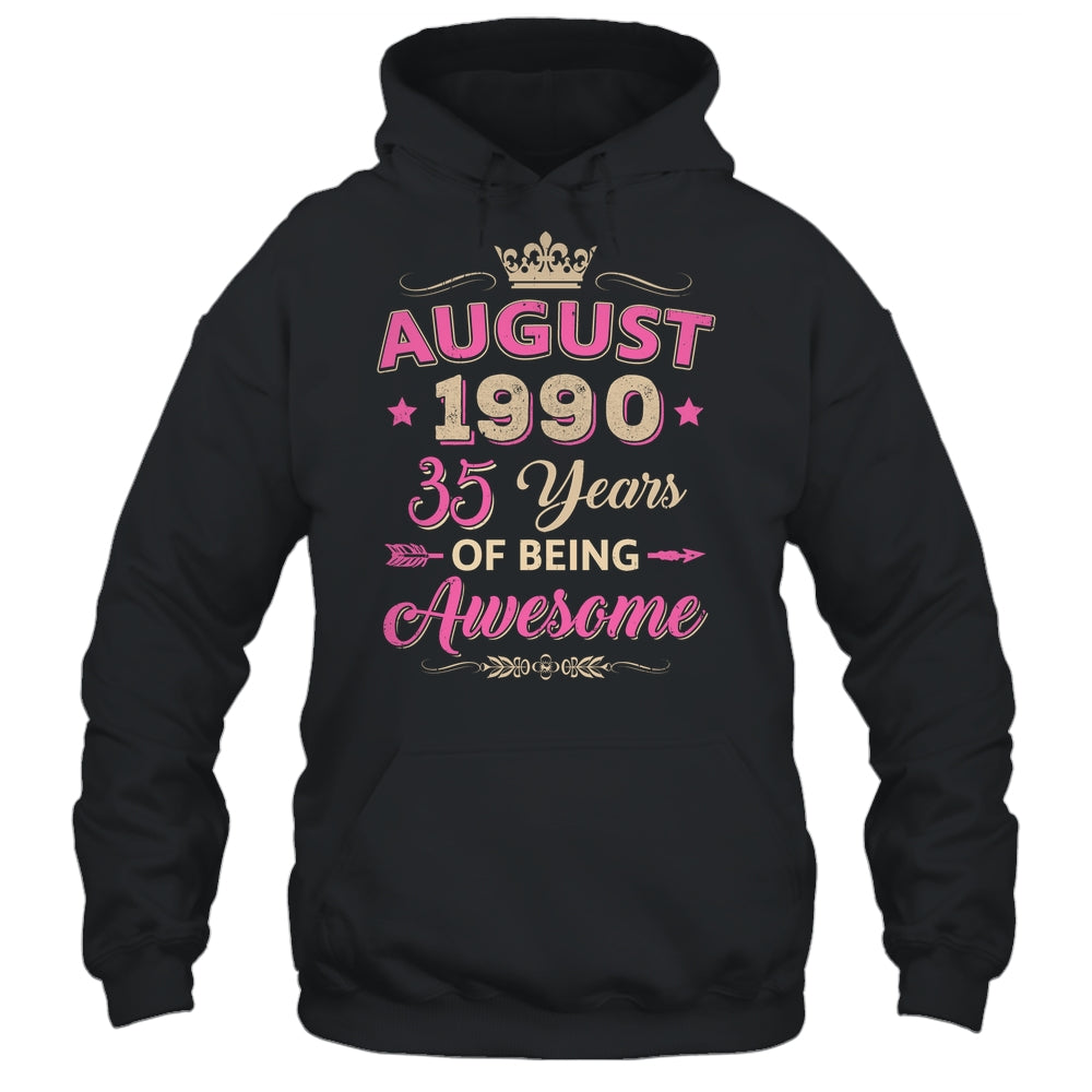 August 1990 35 Years Of Being Awesome Retro 35th Birthday Shirt & Tank Top | siriusteestore