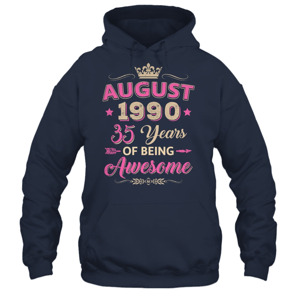 August 1990 35 Years Of Being Awesome Retro 35th Birthday Shirt & Tank Top | siriusteestore