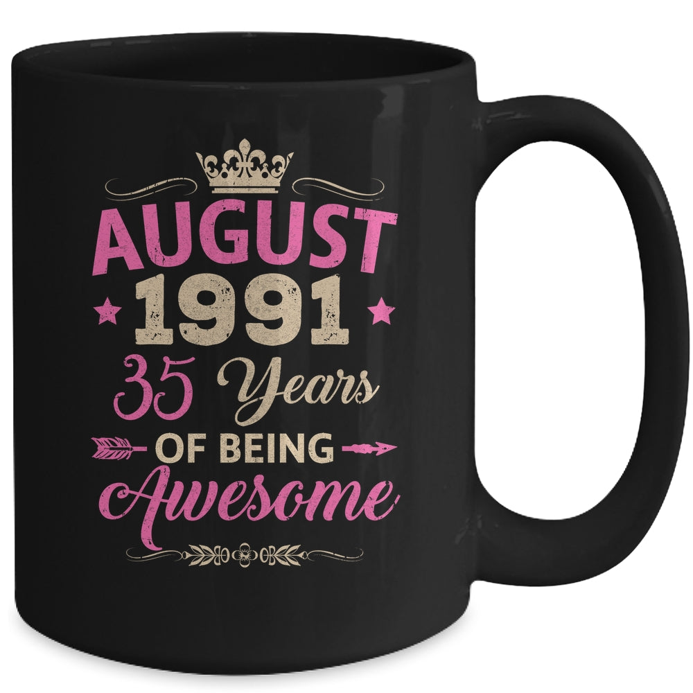 August 1991 35 Years Of Being Awesome Retro 35th Birthday Mug | siriusteestore