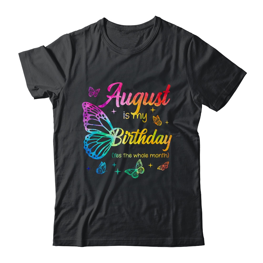 August Birthday For Women Girls Butterfly Tie Dye Theme Shirt & Tank Top | siriusteestore