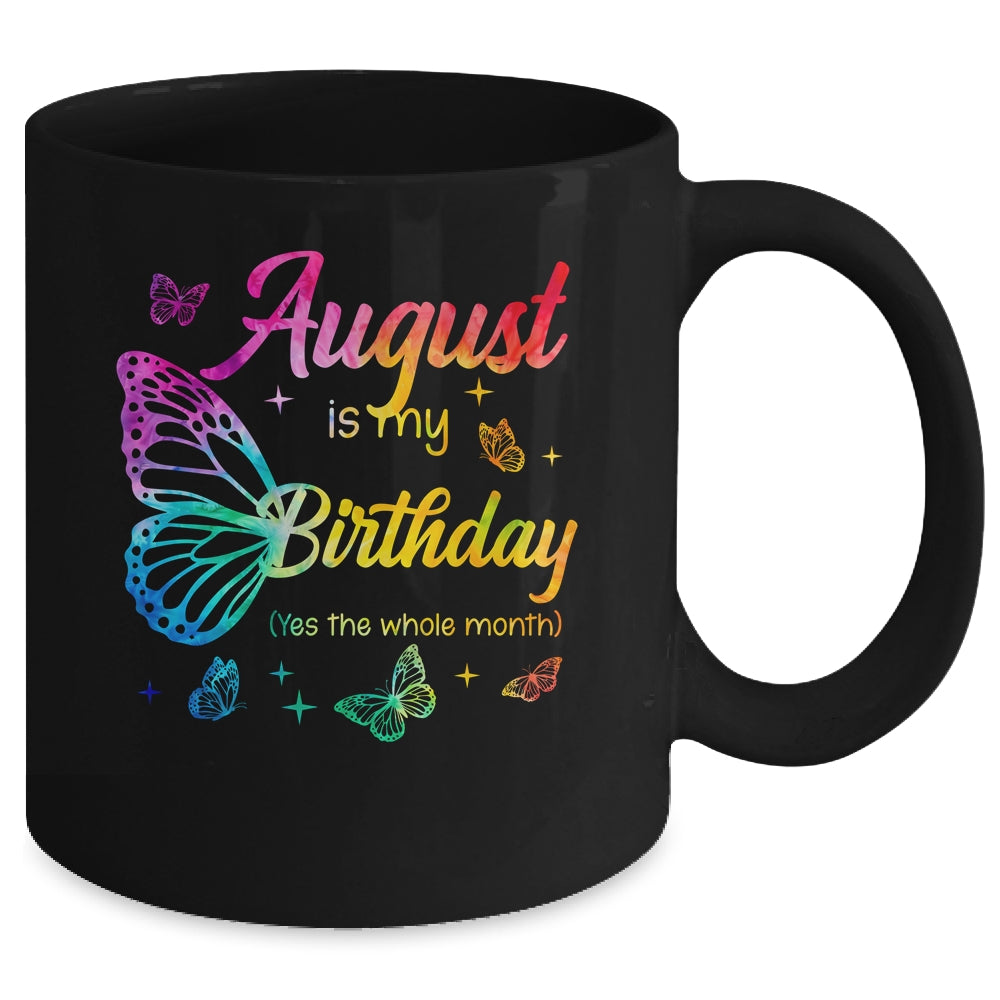 August Birthday For Women Girls Butterfly Tie Dye Theme Mug | siriusteestore