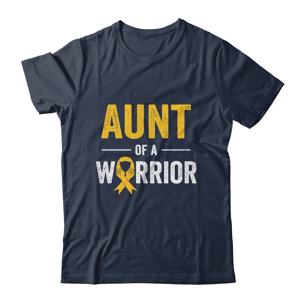 Aunt Of A Warrior Childhood Cancer Awareness Family Ribbon Shirt & Hoodie | siriusteestore