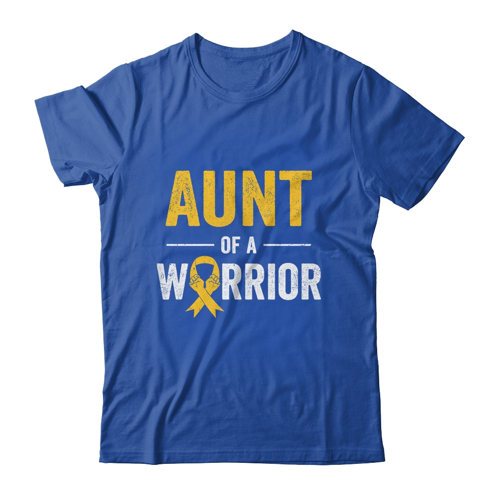Aunt Of A Warrior Childhood Cancer Awareness Family Ribbon Shirt & Hoodie | siriusteestore