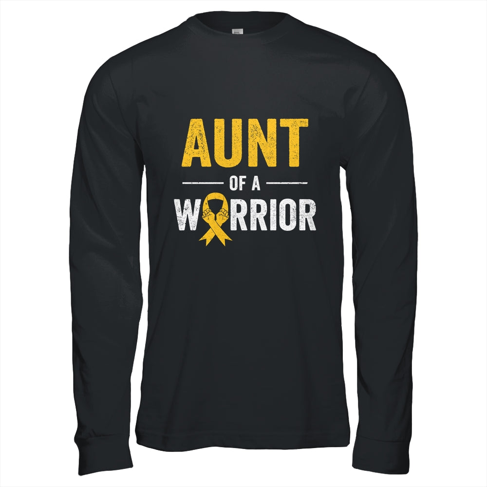 Aunt Of A Warrior Childhood Cancer Awareness Family Ribbon Shirt & Hoodie | siriusteestore