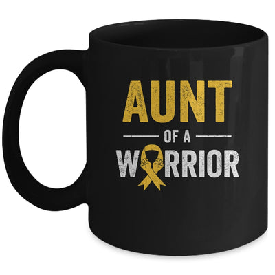 Aunt Of A Warrior Childhood Cancer Awareness Family Ribbon Mug | siriusteestore