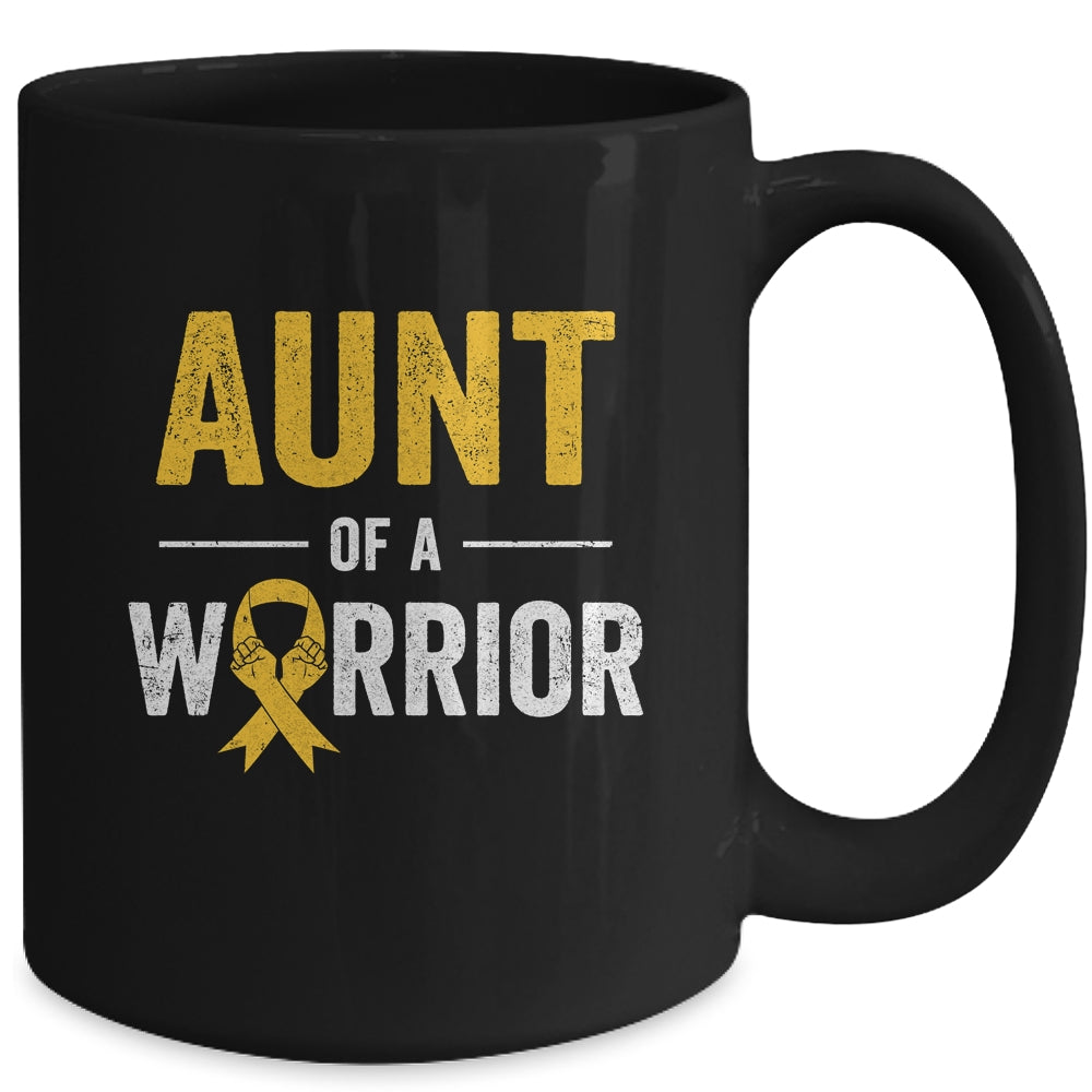 Aunt Of A Warrior Childhood Cancer Awareness Family Ribbon Mug | siriusteestore