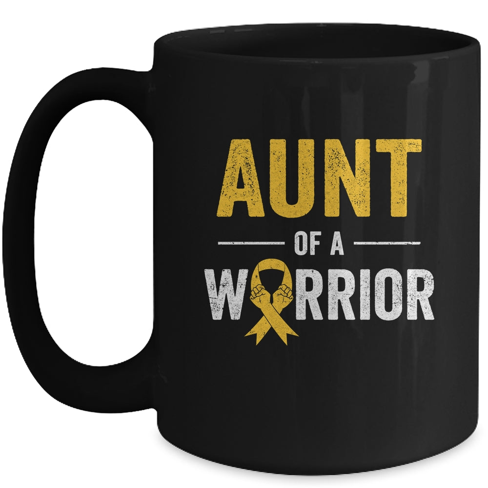 Aunt Of A Warrior Childhood Cancer Awareness Family Ribbon Mug | siriusteestore