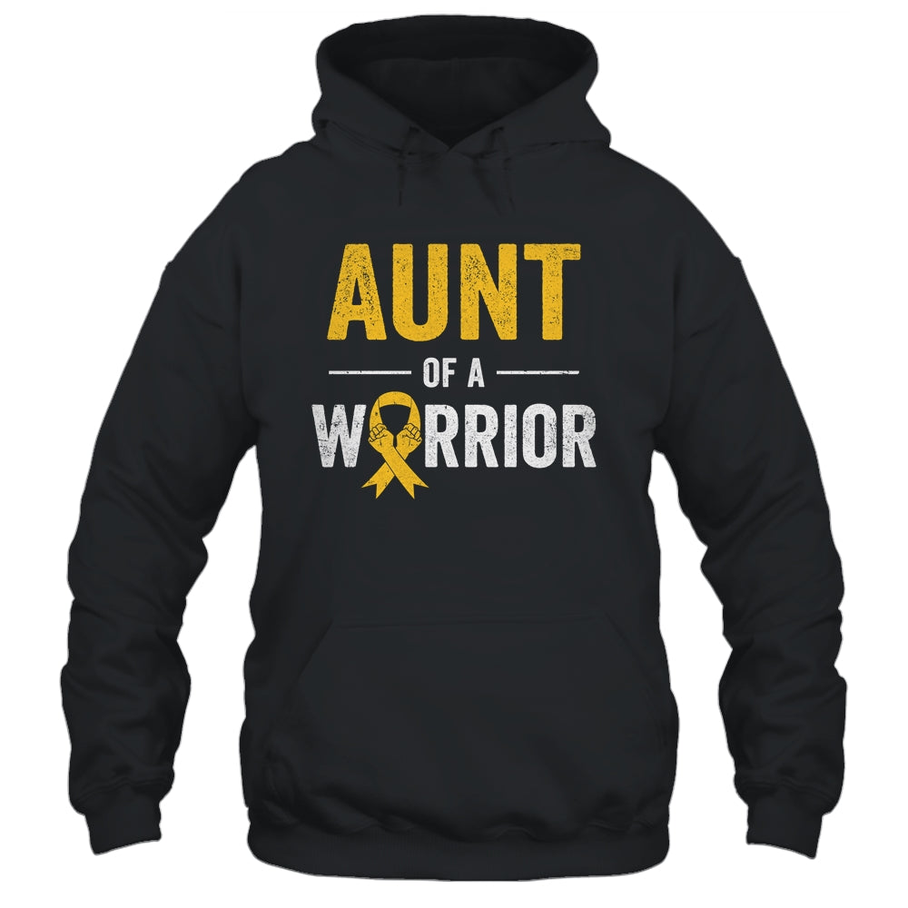 Aunt Of A Warrior Childhood Cancer Awareness Family Ribbon Shirt & Hoodie | siriusteestore