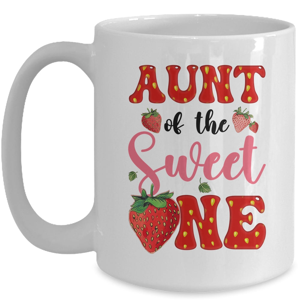 Aunt Of Sweet One Strawberry Frist 1st Birthday Girl Mug | siriusteestore