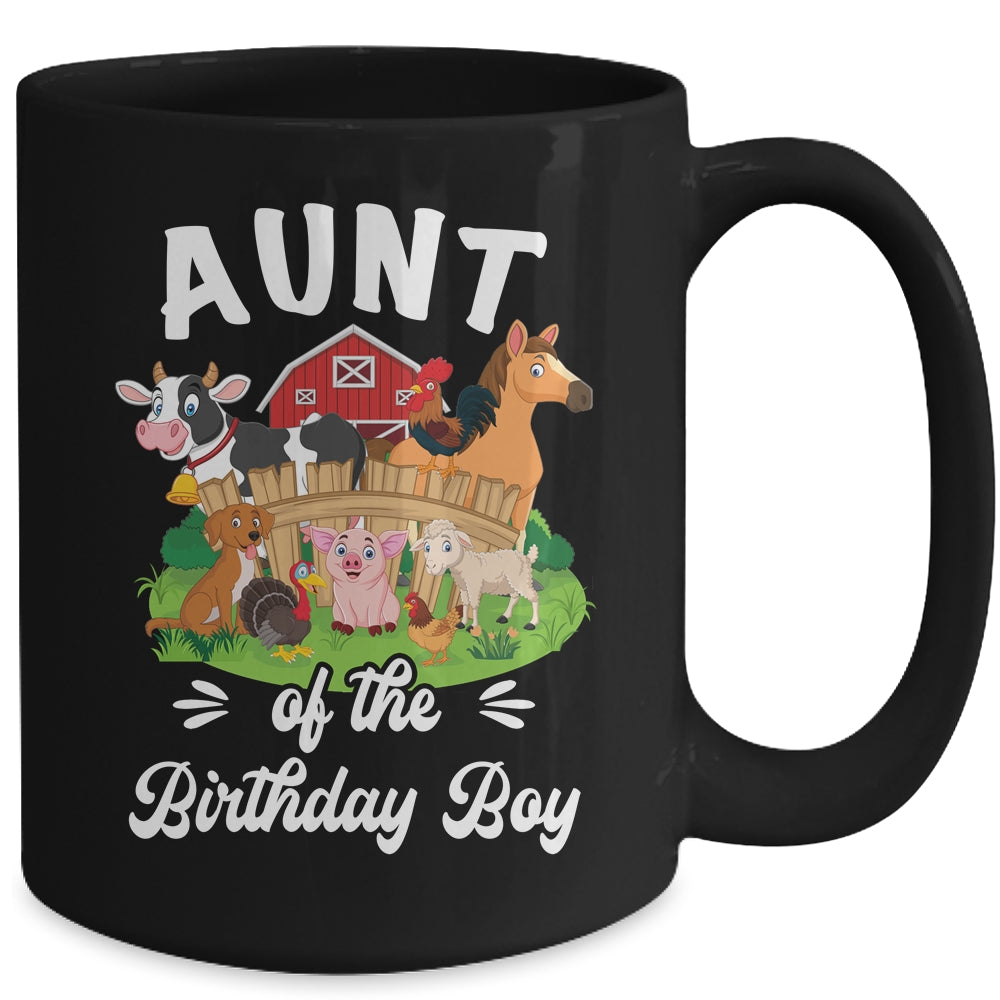 Aunt Of The Birthday Boy Party Cow Farm 1st Birthday Party Mug | siriusteestore