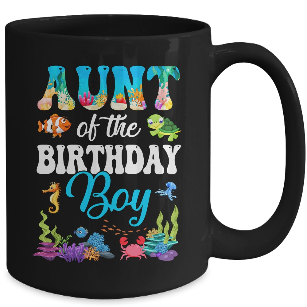 Aunt Of The Birthday Boy Sea Fish Ocean Aquarium Party Mug | siriusteestore