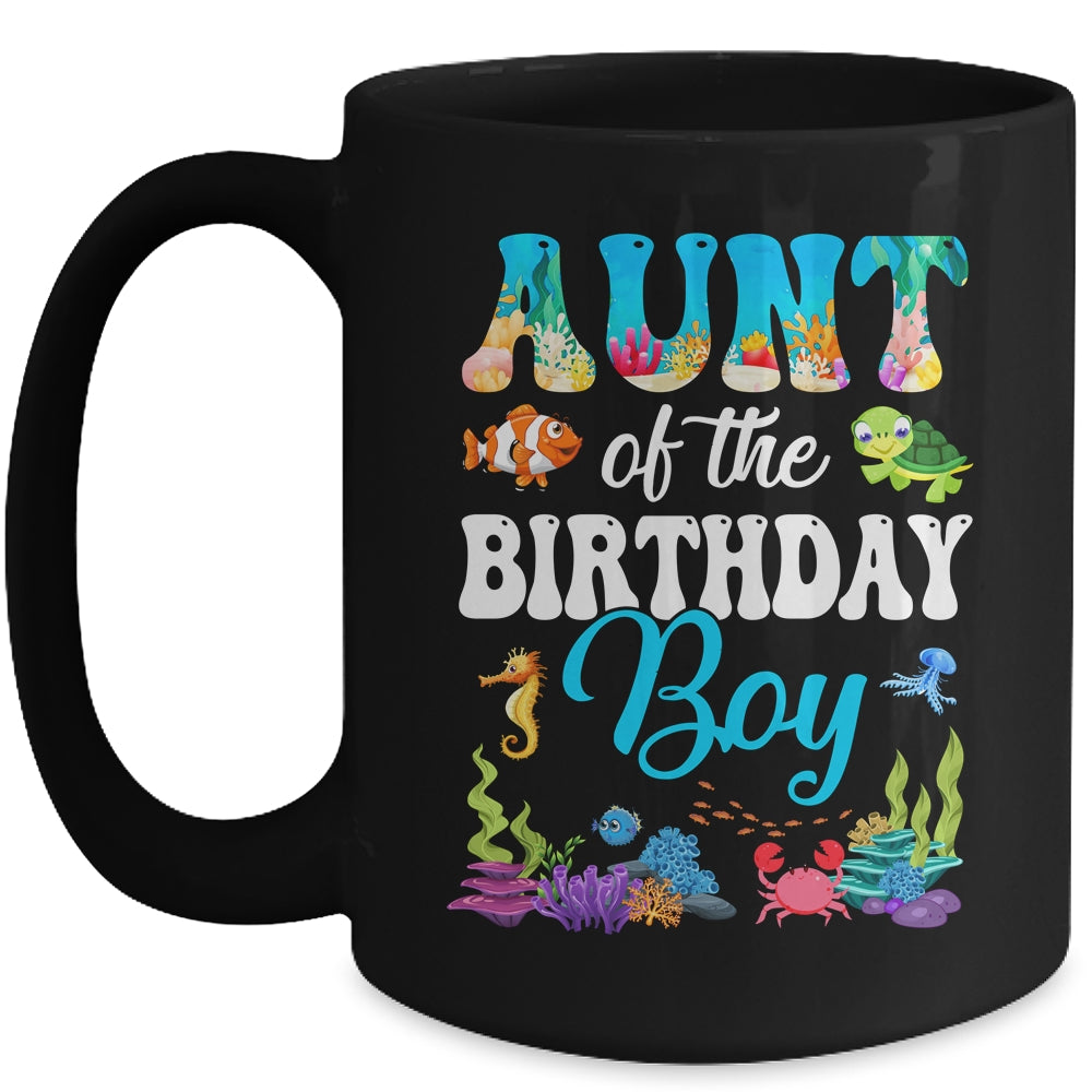 Aunt Of The Birthday Boy Sea Fish Ocean Aquarium Party Mug | siriusteestore