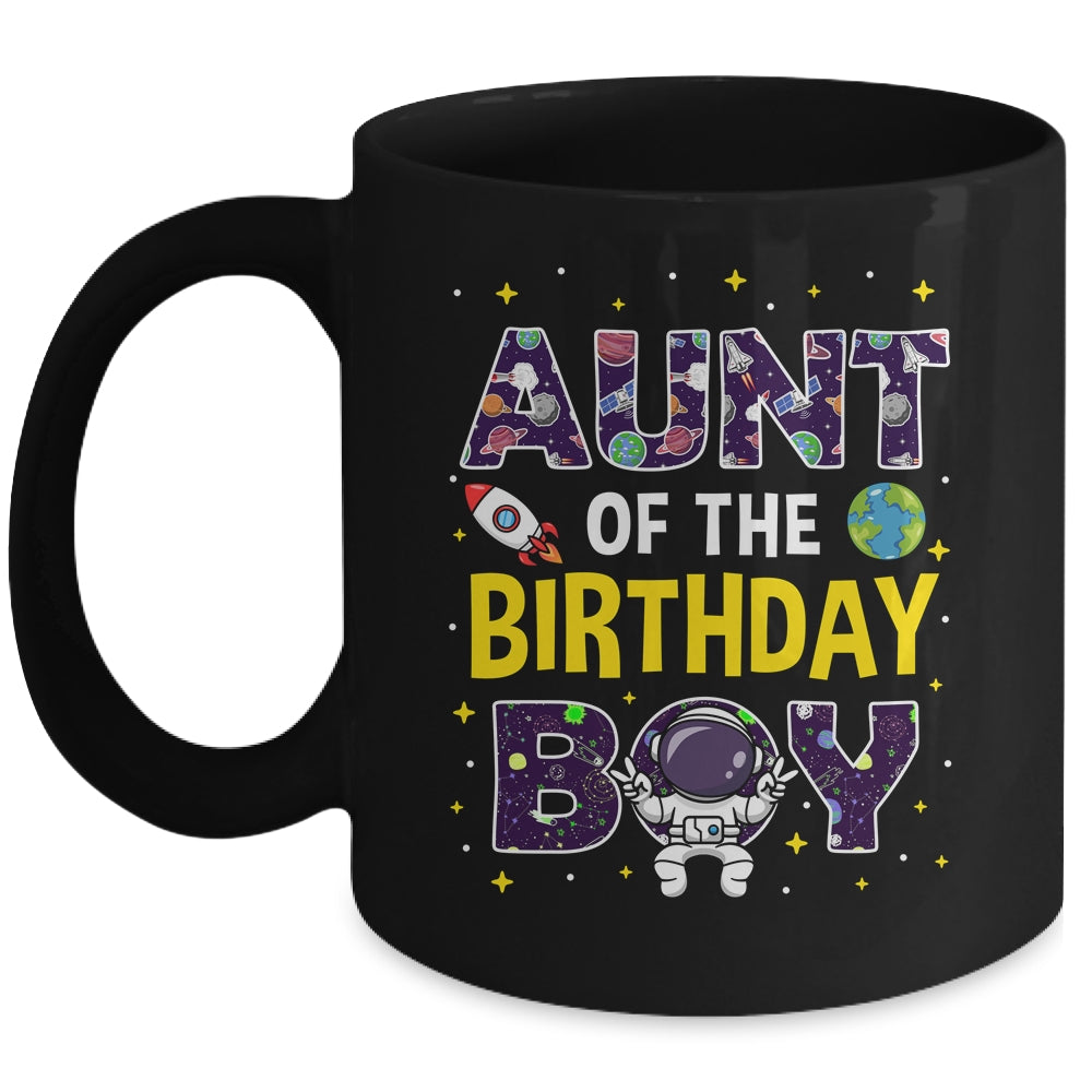 Aunt Of The Birthday Boy Space Astronaut Birthday Family Mug | siriusteestore