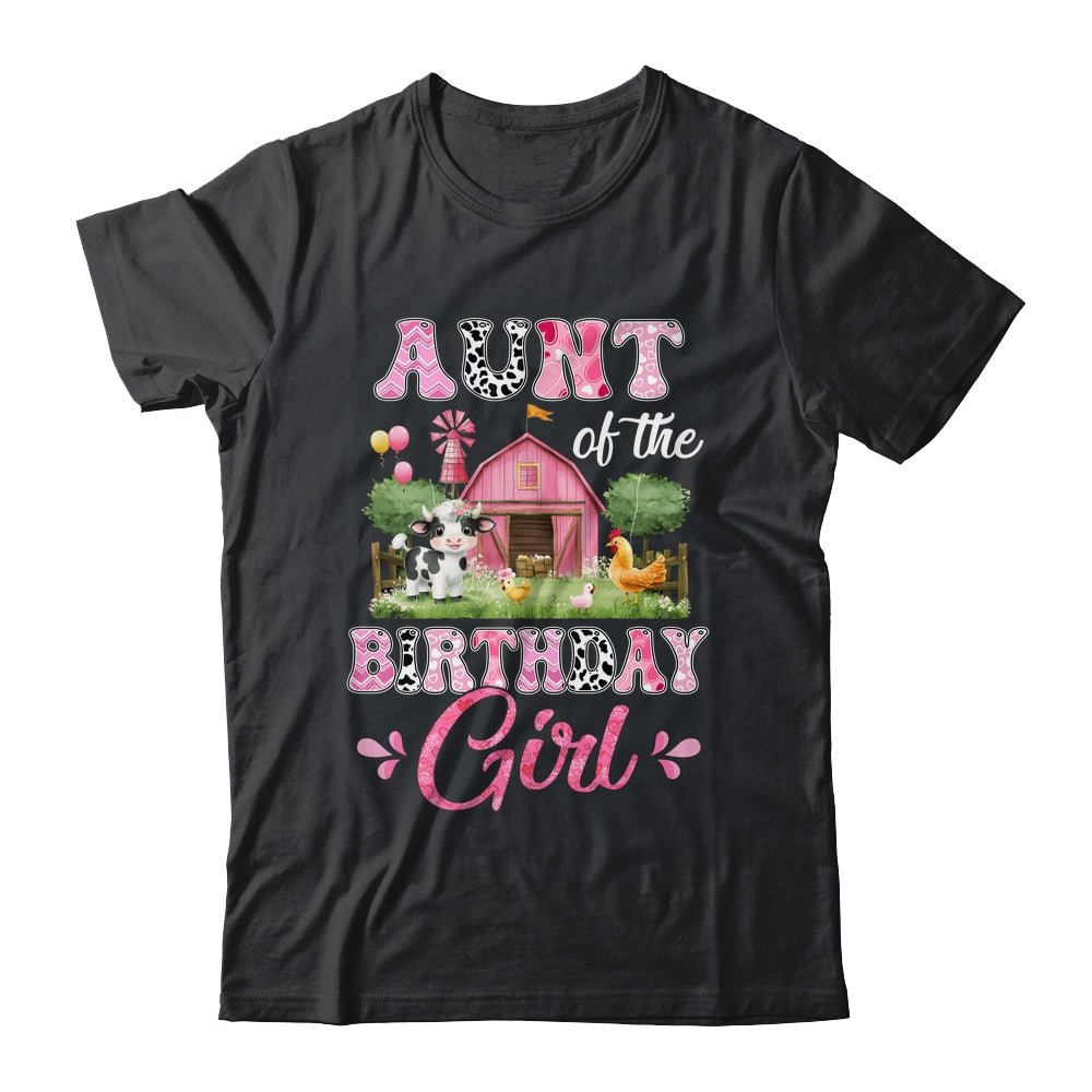 Aunt Of The Birthday Girl 1st Birthday Cow Farm Family Shirt & Hoodie | siriusteestore