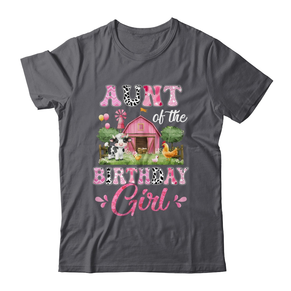 Aunt Of The Birthday Girl 1st Birthday Cow Farm Family Shirt & Hoodie | siriusteestore