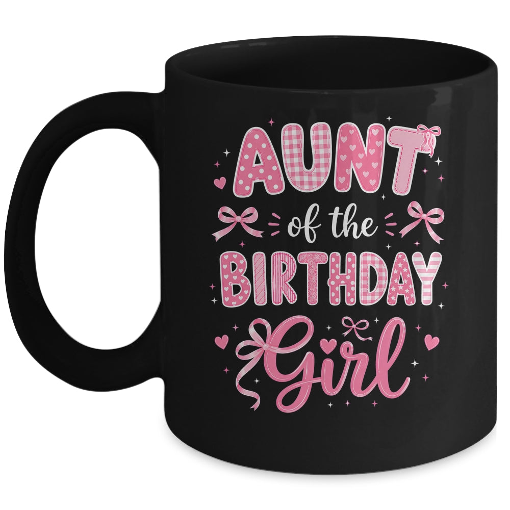 Aunt Of The Birthday Girl Matching Pink Coquette Bow Mug | siriusteestore