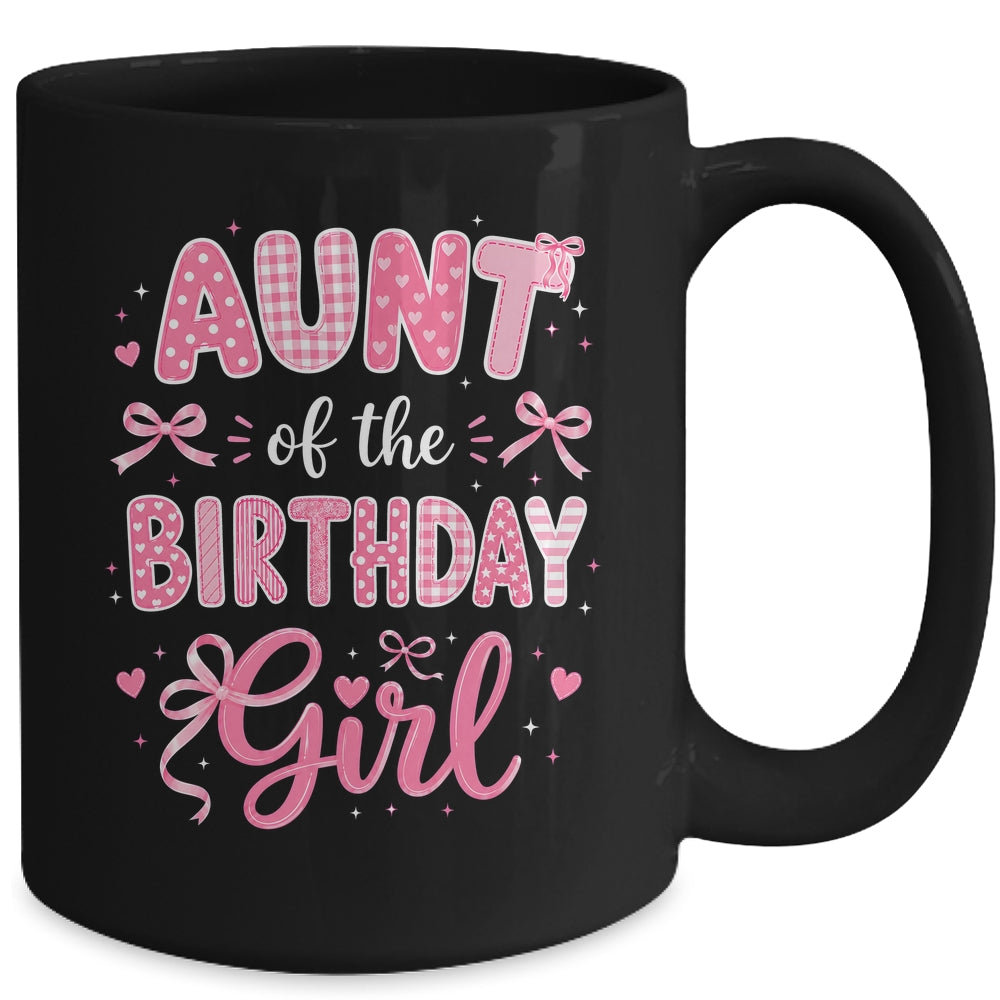 Aunt Of The Birthday Girl Matching Pink Coquette Bow Mug | siriusteestore
