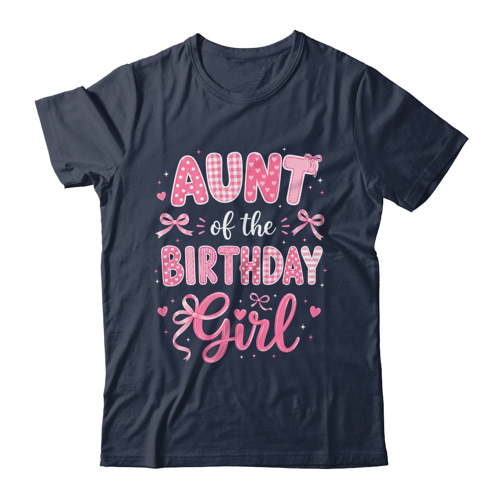 Aunt Of The Birthday Girl Matching Pink Coquette Bow Shirt & Hoodie | siriusteestore