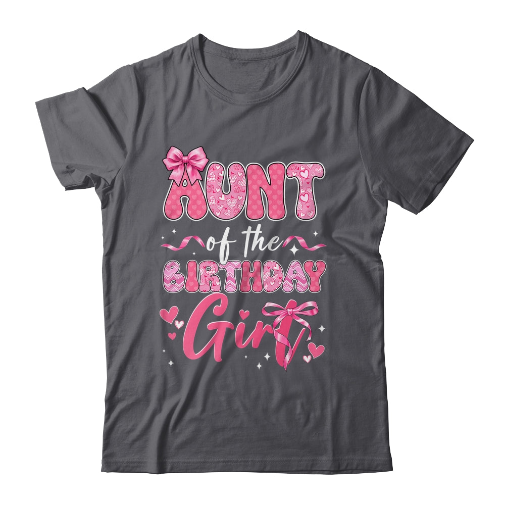 Aunt Of The Birthday Girl Pink Coquette Bow Family Shirt & Hoodie | siriusteestore