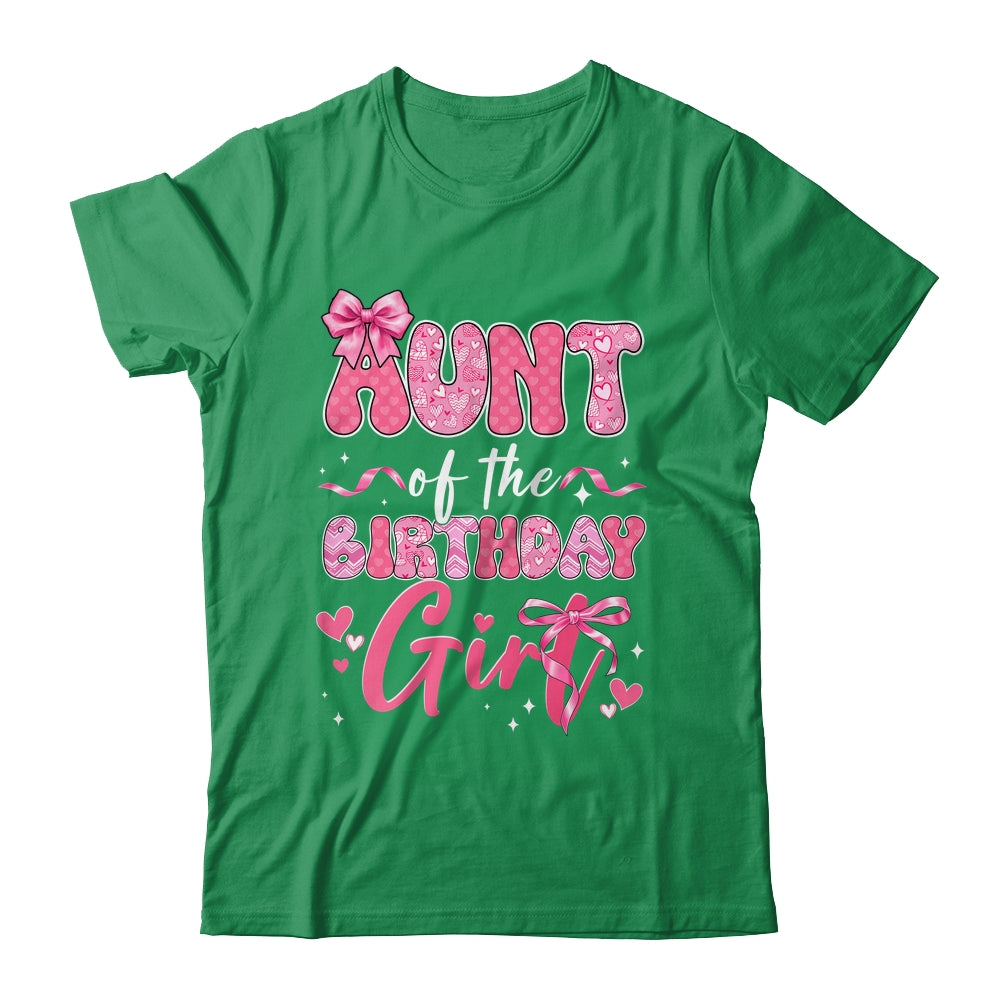 Aunt Of The Birthday Girl Pink Coquette Bow Family Shirt & Hoodie | siriusteestore