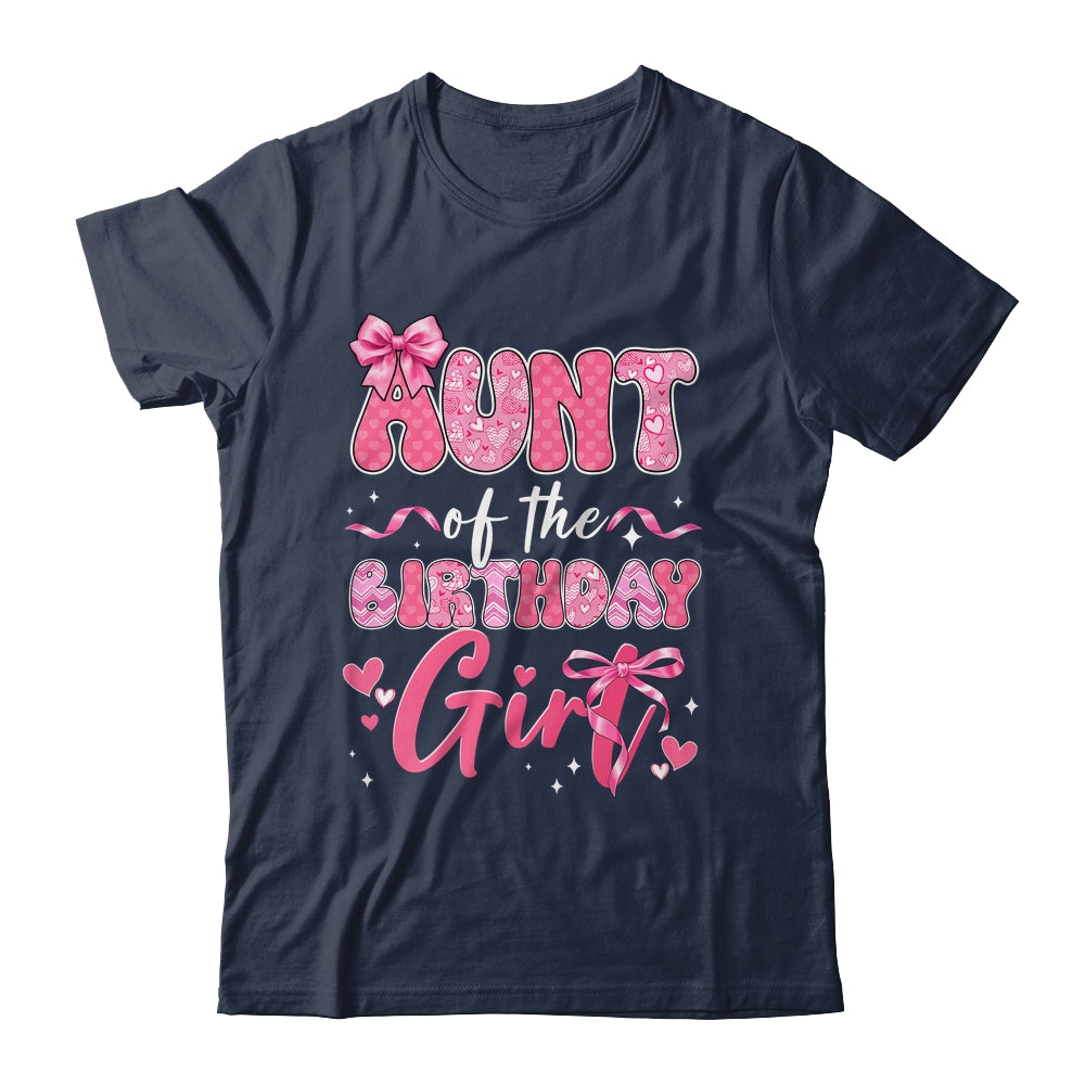 Aunt Of The Birthday Girl Pink Coquette Bow Family Shirt & Hoodie | siriusteestore