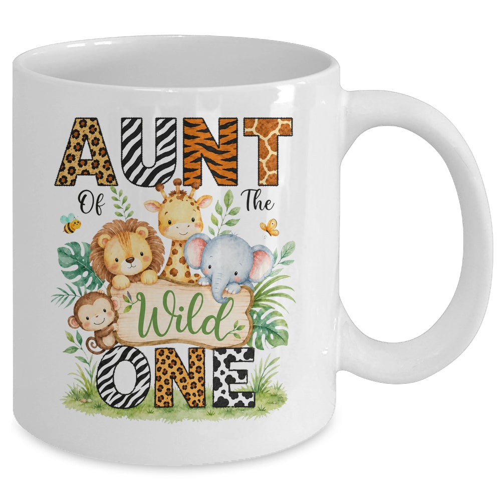Aunt Of The Wild One First Birthday Boy Jungle Safari Mug | siriusteestore