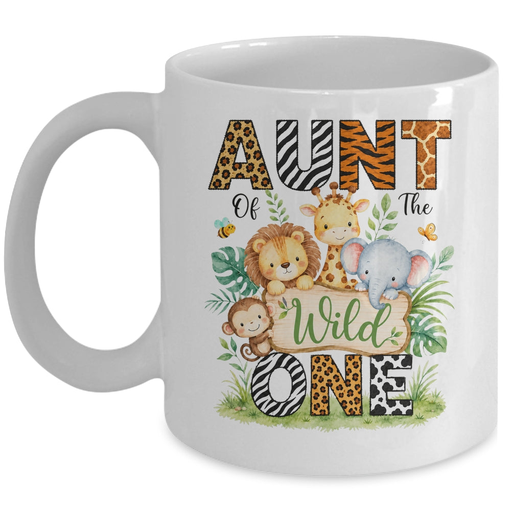 Aunt Of The Wild One First Birthday Boy Jungle Safari Mug | siriusteestore