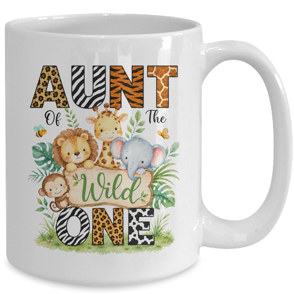 Aunt Of The Wild One First Birthday Boy Jungle Safari Mug | siriusteestore